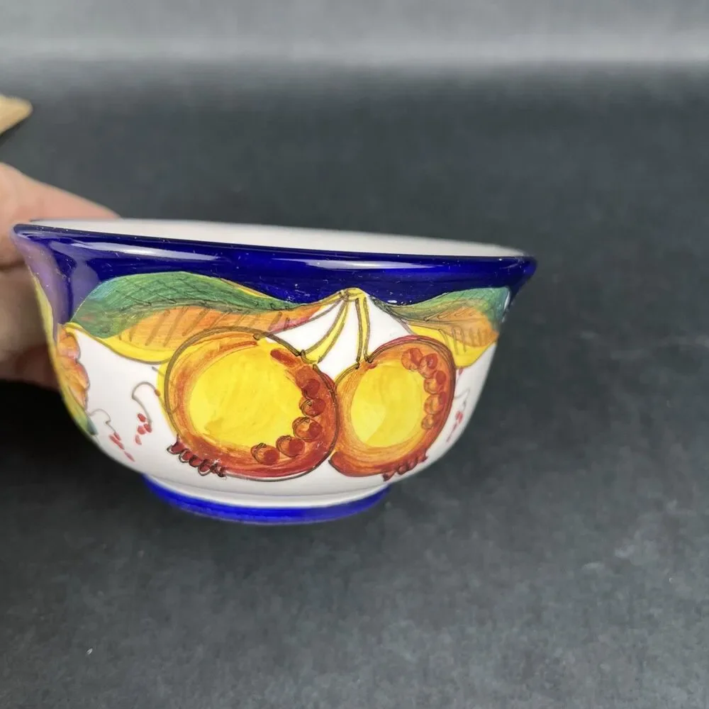 Italian Hand Painted Ravello Pottery Cup Saucer Plate Set Da‎ Lena Fruit Design